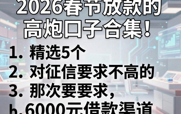 2026春节放款的高炮口子合集!精选5个对征信要求不高的6000元借款渠道