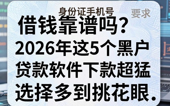 身份证手机号借钱靠谱吗?2026年这5个黑户贷款软件下款超猛,选择多到挑花眼!