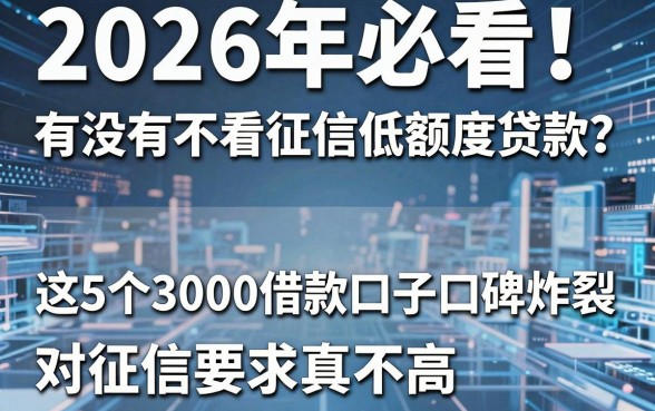 2026年必看!有没有不看征信低额度贷款?这5个3000借款口子口碑炸裂,对征信要求真不高
