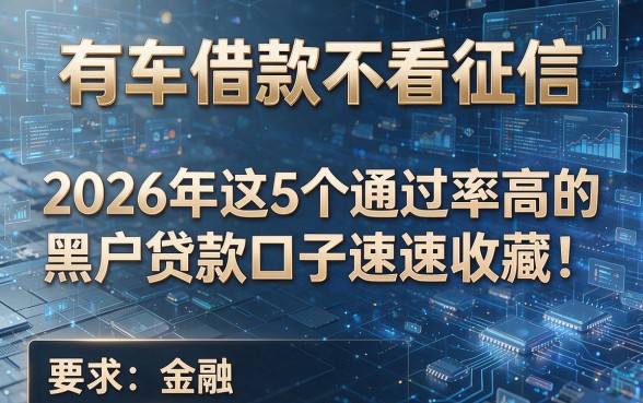 有车借款不看征信,2026年这5个通过率高的黑户贷款口子速速收藏!