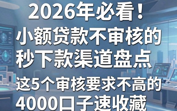 2026年必看!小额贷款不审核的秒下款渠道盘点,这5个审核要求不高的4000口子速收藏