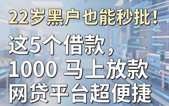 22岁黑户也能秒批!这5个借款1000马上放款的网贷平台超便捷