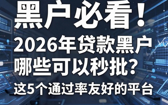 黑户必看!2026年贷款黑户哪些可以秒批?这5个通过率友好的平台不妨试试