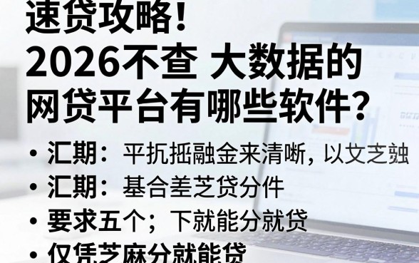 速贷攻略！2026不查大数据的网贷平台有哪些软件？汇总五个仅凭芝麻分就能贷