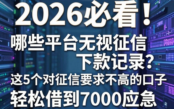 2026必看!哪些平台无视征信下款记录?这5个对征信要求不高的口子,轻松借到7000应急!