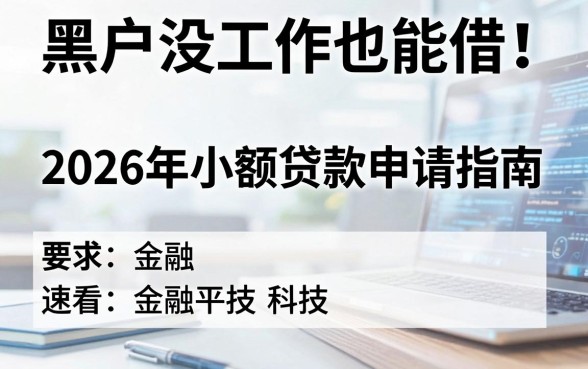 黑户没工作也能借！2026年小额贷款申请指南，速看