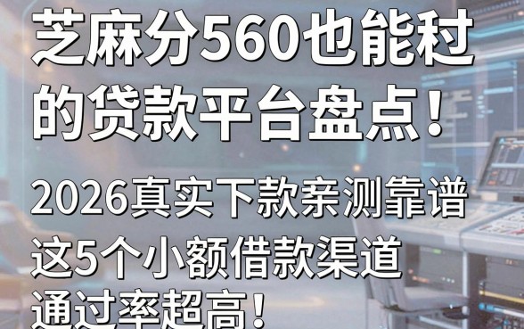 芝麻分560也能秒过的贷款平台盘点！2026真实下款案例亲测靠谱，这5个小额借款渠道通过率超高