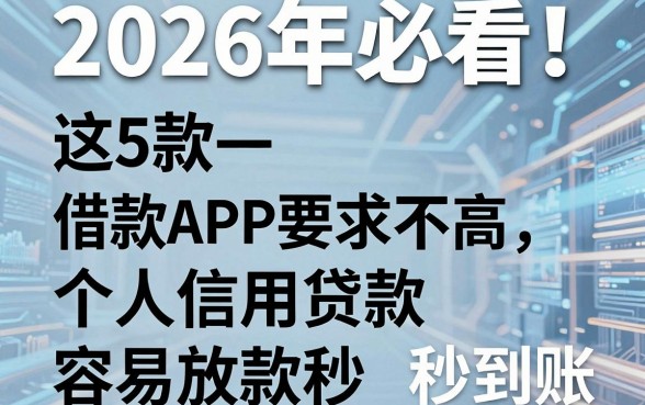 2026年必看!这5款借款APP要求不高,个人信用贷款容易放款秒到账