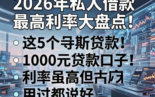 2026年私人借款最高利率大盘点!这5个1000元贷款口子利率虽高但用过都说好