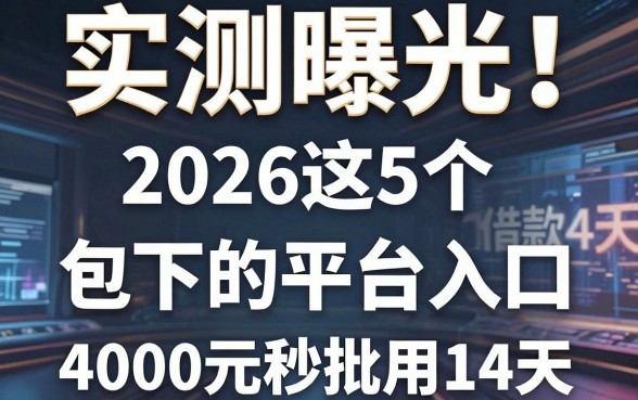 实测曝光!2026这5个借款14天包下的平台入口,4000元秒批用14天