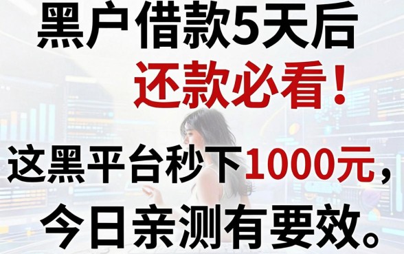 黑户借款5天后还款必看！这5个黑平台秒下1000元，今日亲测有效