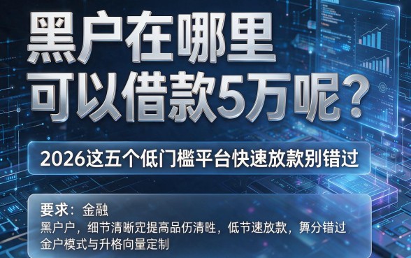 黑户在哪里可以借款5万呢?2026这五个低门槛平台快速放款别错过