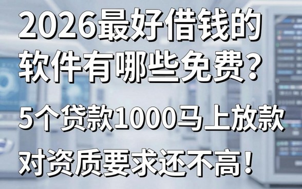2026最好借钱的软件有哪些免费?这5个贷款1000马上放款,对资质要求还不高!