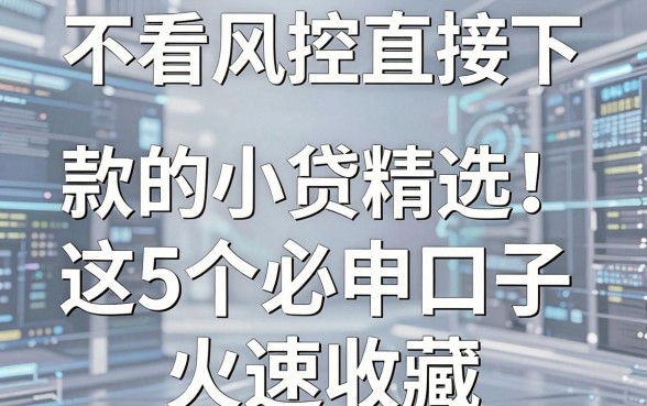 不看风控直接下款的小贷精选!这5个必申口子火速收藏