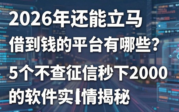 2026年还能立马借到钱的平台有哪些?这5个不查征信秒下2000的软件实情揭秘
