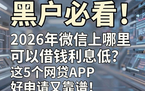 黑户必看!2026年微信上哪里可以借钱利息低?这5个网贷APP好申请又靠谱