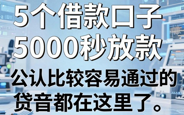 5个借款口子5000秒放款,公认比较容易通过的贷款都在这里了