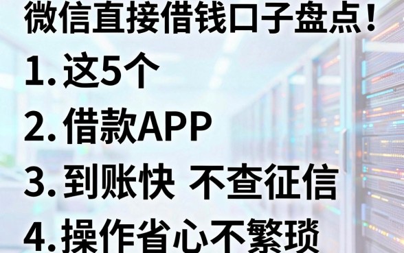 微信直接借钱口子盘点!这5个借款APP到账快不查征信,操作省心不繁琐
