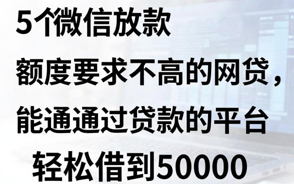 5个微信放款、额度要求不高的网贷能通过贷款的平台，轻松借到50000