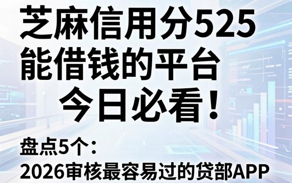 芝麻信用分525能借钱的平台今日必看！盘点5个2026审核最容易过的贷款APP