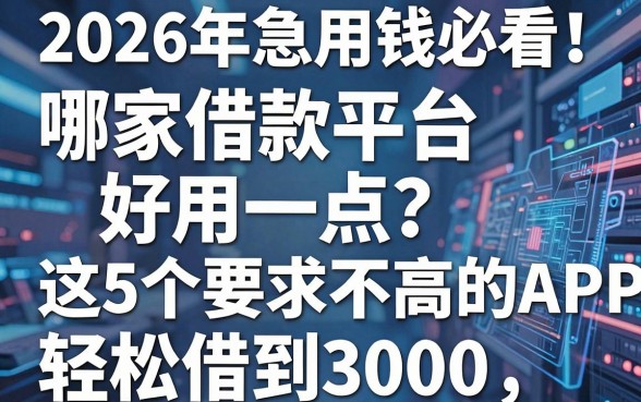 2026年急用钱必看!哪家借款平台好用一点?这5个要求不高的APP,轻松借到3000