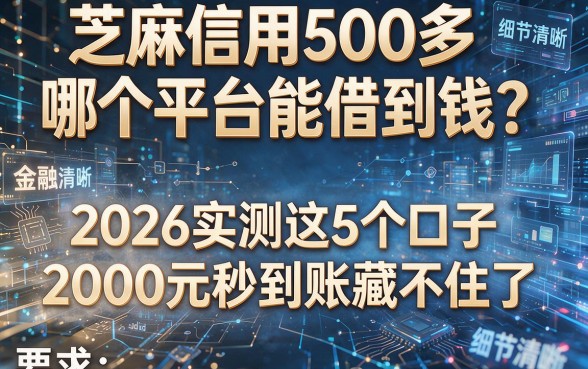 芝麻信用500多哪个平台能借到钱？2026实测这5个口子，2000元秒到账藏不住了！