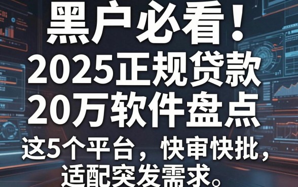 黑户必看!2025正规贷款20万软件盘点,这5个平台快审快批适配突发需求