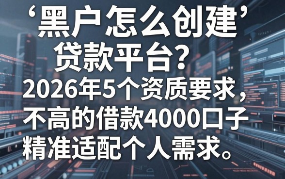 黑户怎么创建贷款平台?2026年5个资质要求不高的借款4000口子精准适配个人需求
