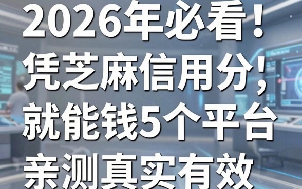 2026年必看!凭芝麻信用分就能借钱的5个平台,亲测真实有效!