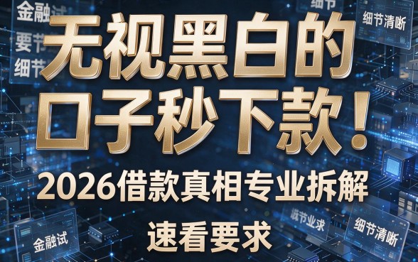 无视黑白的口子秒下款!2026借款真相专业拆解,速看
