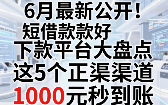 6月最新公开!短借款款好下款平台大盘点,这5个正规渠道1000元秒到账
