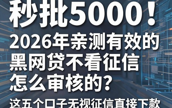 秒批5000！2026年亲测有效的黑网贷不看征信怎么审核的？这五个口子无视征信直接下款