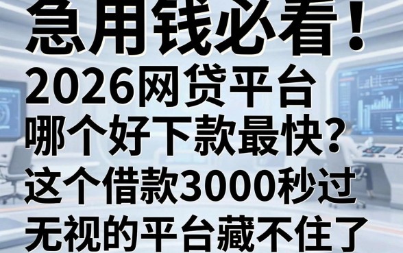 急用钱必看!2026网贷平台哪个好下款最快?这5个借款3000秒过无视的平台藏不住了