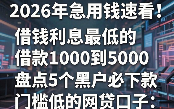 2026年急用钱速看！借钱利息最低的借款1000到5000，盘点5个黑户必下款、门槛低的网贷口子