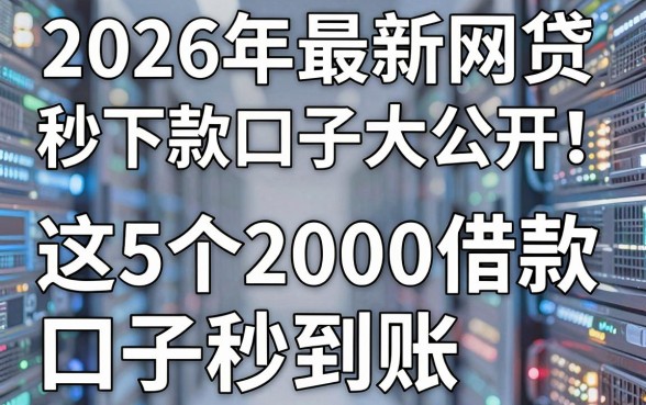 2026年最新网贷秒下款口子大公开!这5个2000借款口子秒到账!