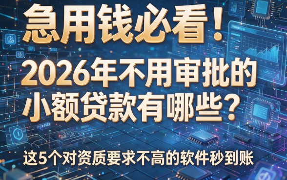 急用钱必看!2026年不用审批的小额贷款有哪些?这5个对资质要求不高的软件秒到账