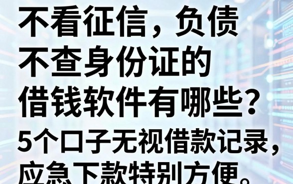 不看征信和负债、不查身份证的借钱软件有哪些?这5个口子无视借款记录,应急下款特别方便!