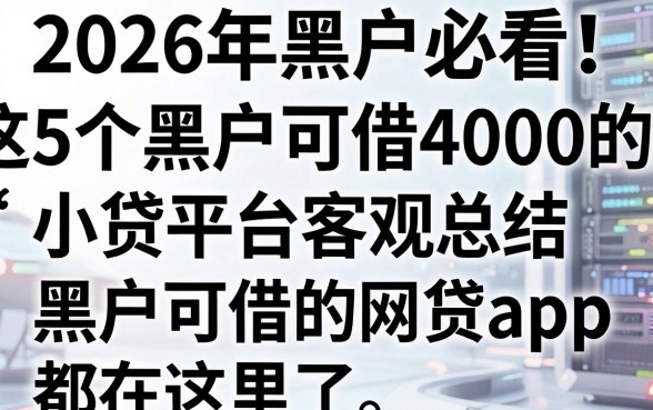 2026年黑户必看!这5个黑户可借4000的小贷平台客观总结,黑户可借的网贷app都在这里了