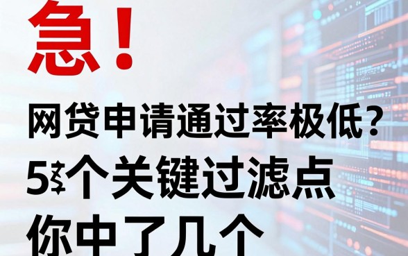 急!网贷申请通过率极低?这5个关键过滤点你中了几个