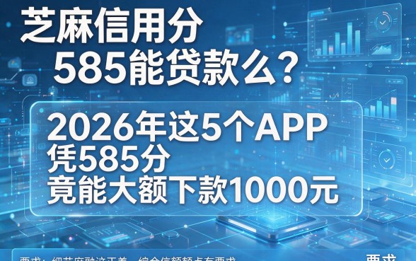 芝麻信用分585能贷款么?2026年这5个APP凭585分竟能大额下款1000元