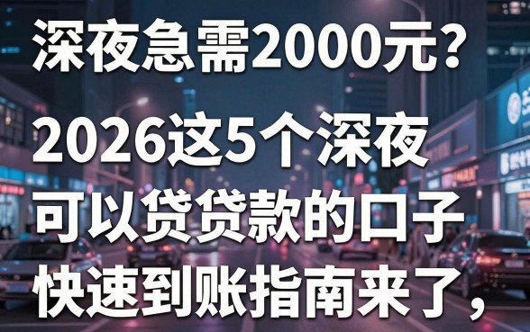 深夜急需2000元？2026这5个深夜可以贷款的口子快速到账指南来了