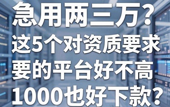 急用两三万?这5个对资质要求不高的平台好下款,1000也能借!