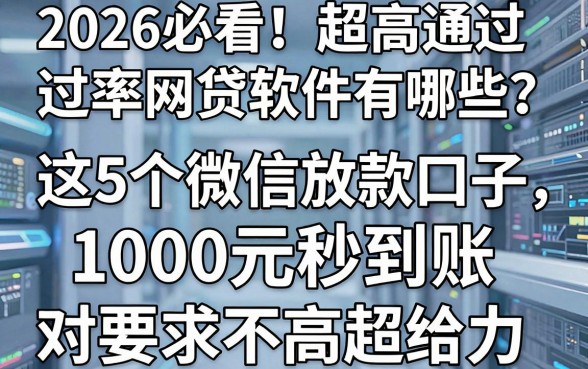 2026必看！超高通过率网贷软件有哪些？这5个微信放款口子，1000元秒到账，对要求不高超给力！