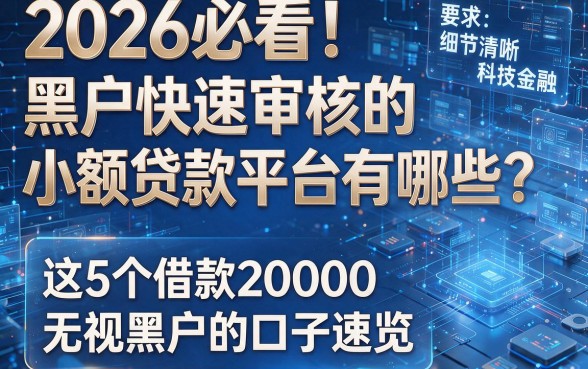 2026必看!黑户快速审核的小额贷款平台有哪些?这5个借款20000无视黑户的口子速览