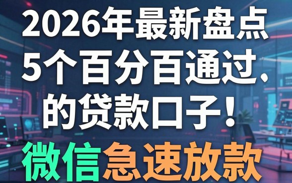 2026年最新盘点：5个百分百通过的贷款口子，微信急速放款！