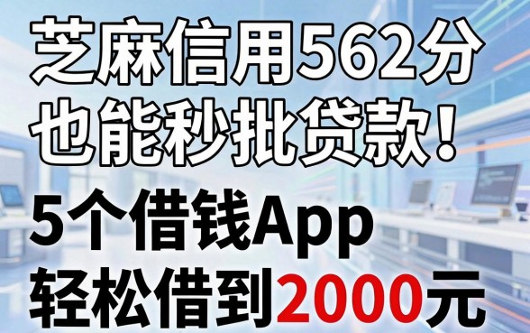 芝麻信用562分也能秒批贷款！这5个借钱App，轻松借到2000元