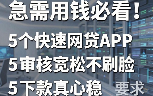 急需用钱必看!这5个快速网贷APP审核宽松不刷脸,下款真心稳