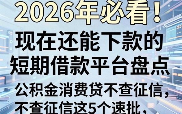 2026年必看!现在还能下款的短期借款平台盘点,公积金消费贷不查征信这5个速批!