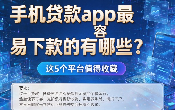 手机贷款app最容易下款的有哪些?这5个平台值得收藏!