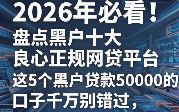 2026年必看!盘点黑户十大良心正规网贷平台,这5个黑户贷款50000的口子千万别错过